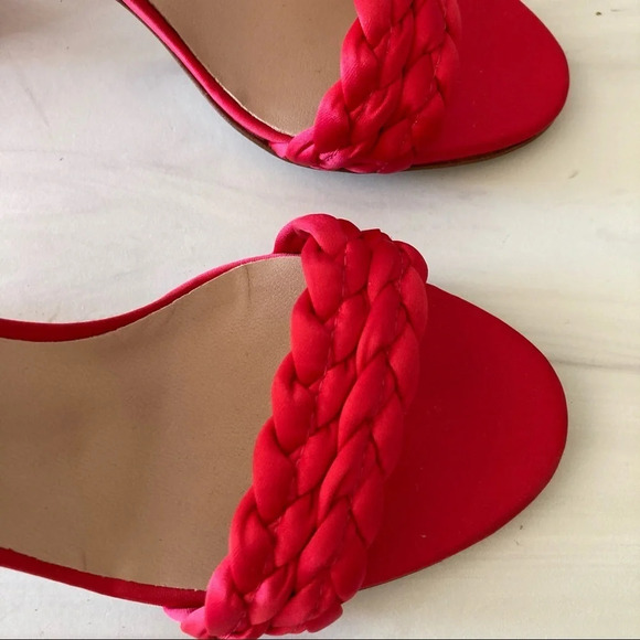 Aperlai Braided Satin Heels Barbie Hot Pink 38 7.5‎ NWOB - Picture 4 of 7